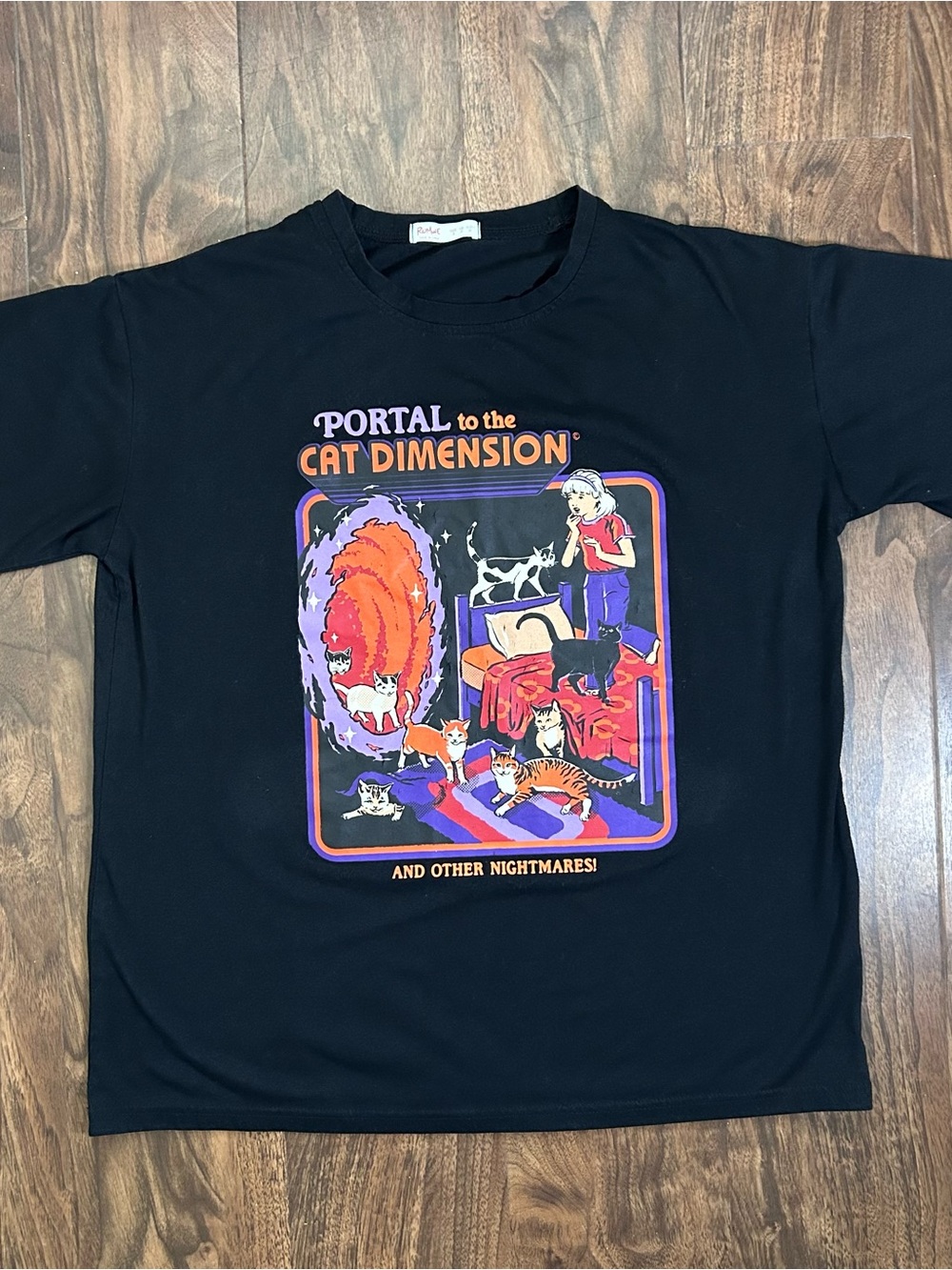 ROMWE Black Crewneck Tee